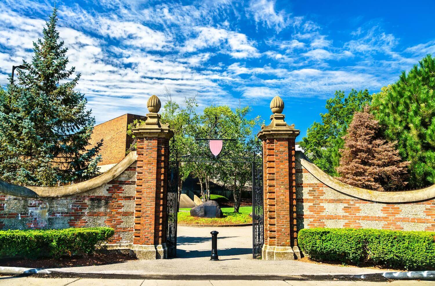 Entrance Gate to Harvard University in Cambridge Massachusetts, United States.